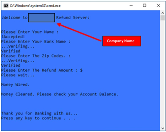 Screenshot showing sample output of the interaction script